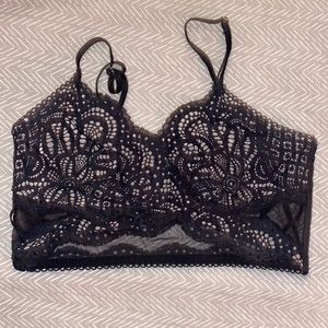 Lace mesh black bra